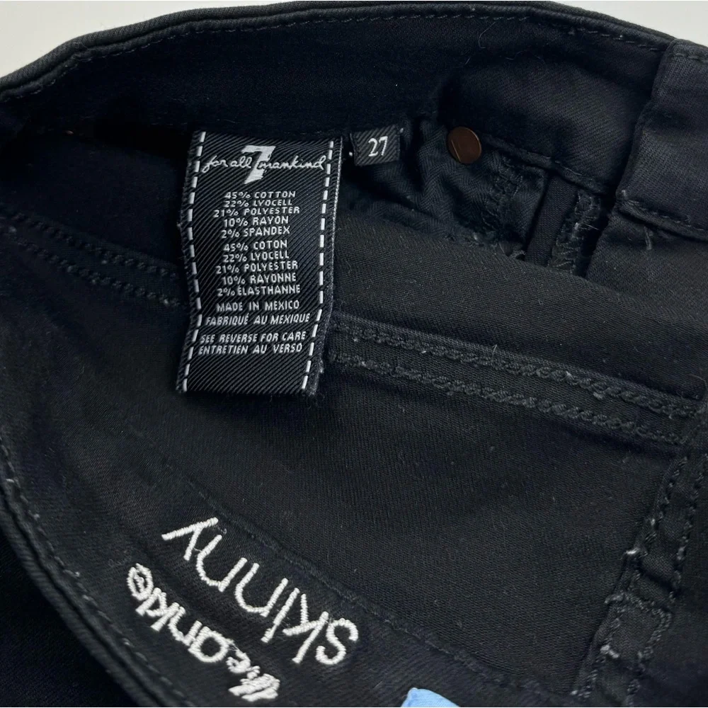 Seven 7 For All Mankind‎ b(air) 27 Black Distressed The Ankle Super Skinny Jeans